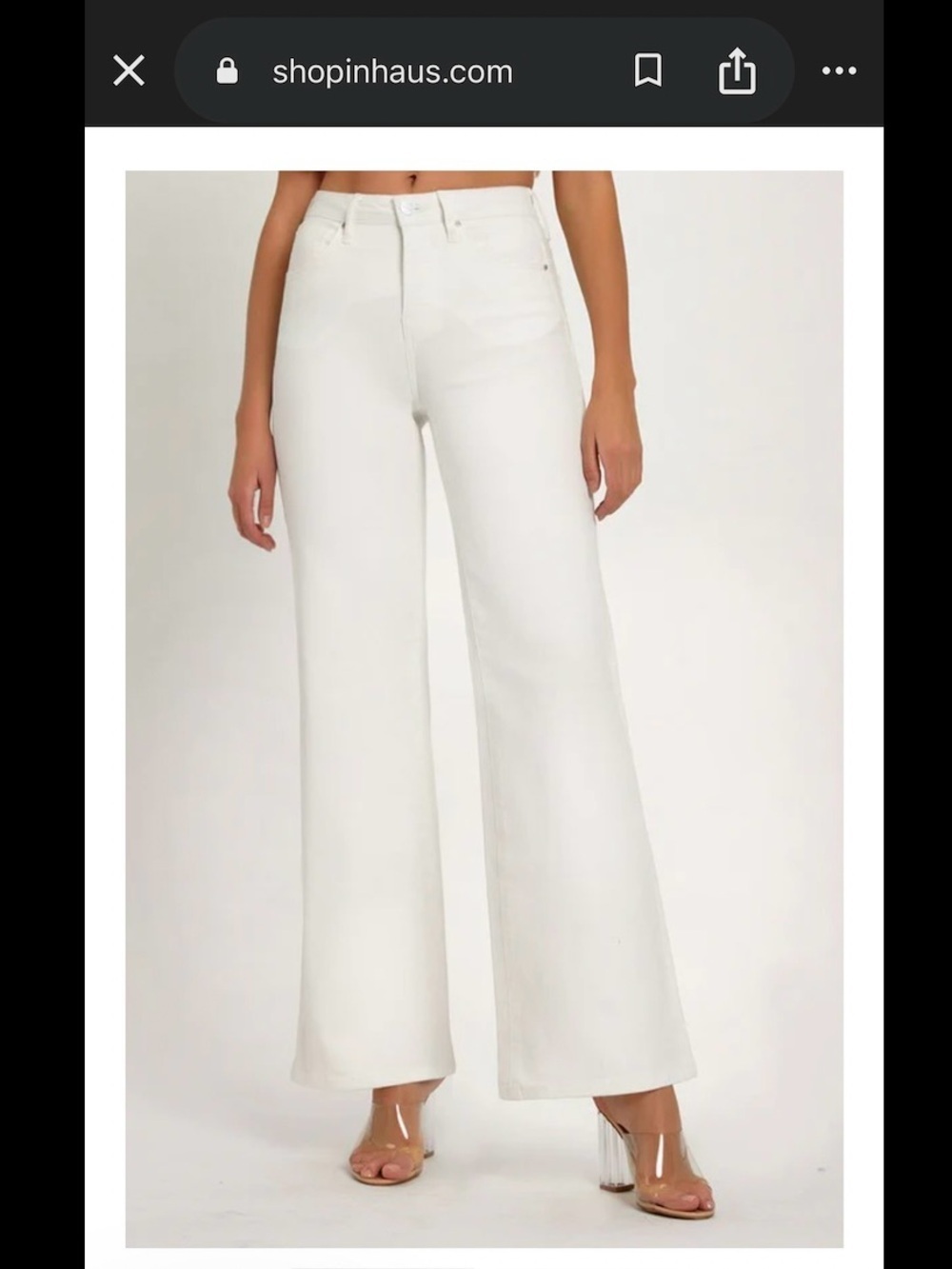 Risen Wide Leg High-Rise Tummy Control Jeans in White